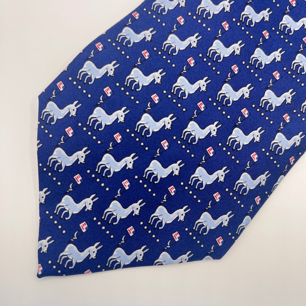 Sero Necktie Mens OS Blue Excellent Democratic Donkey Political Silk Tie